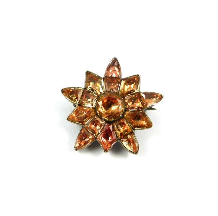 Portuguese topaz star brooch, ten alternating long and short points